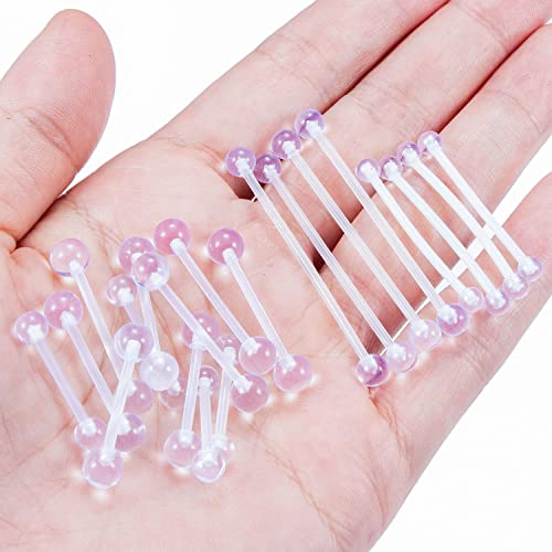 14G Clear Bioflex Flexible Acrylic Straight Barbells Nipple Rings Tongue Ring Industrial Earring Pregnancy Belly Button Ring Retainer Piercing Jewelry 14mm 16mm 19mm 25mm 38mm3