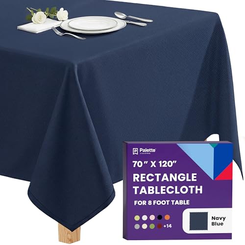 Image of Gee Di Moda Rectangle Tablecloth - 70 x 120 Inch Navy Blue Table Cloth for 6 or 8 Foot Rectangle Tables - Heavy Duty Washable Fabric - for Holiday Party, Dinner, Weddings, Baby Shower & Events
