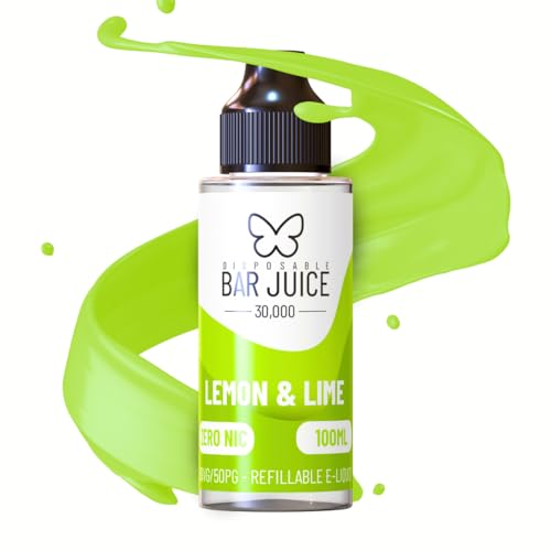 Bar Juice 30,000 Lemon and Lime Vape Liquid - 50VG/50PG Vape Juice | 0mg with No Nicotine | Premium Flavoured Juice