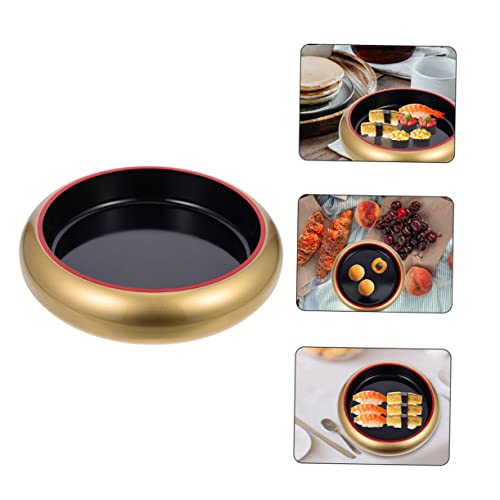 Plato redondo plástico color dorado para sushi miniatura 4