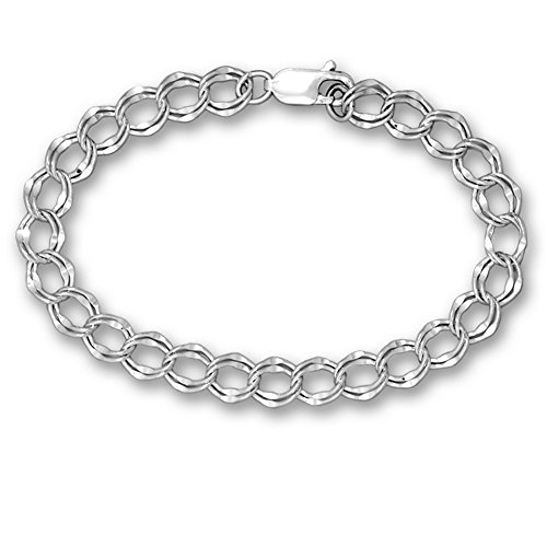 Sterling Silver Charm Bracelet Parallel Curb Style