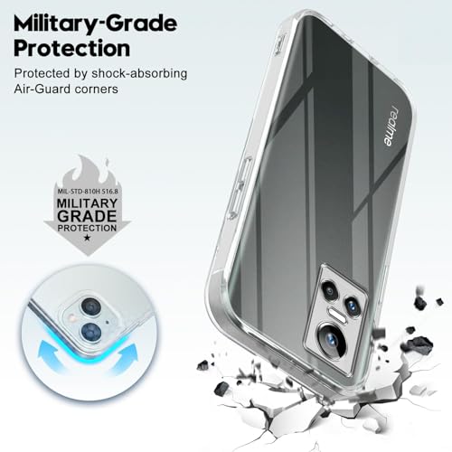 Image of Jkobi Back Case Cover for Realme GT Neo 3 (Silicone Clear Shockproof Case with Camera Protection | Soft and Flexible | Transparent)