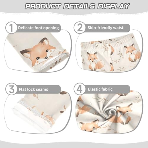 ALAZA Girls' Leggings Children's Yoga Pants Skinny Printed Dance Fox Cream Comfortable 4T2