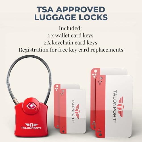 Image of Keyless TSA Approved Suitcase Luggage Locks, Red 4-Pack | No Combination to Remember, Durable Zinc Alloy Build, Free Lifetime Card-Key Replacements, Secures Bags, Lockers & Gym