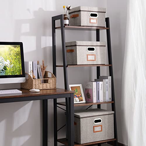 Outbros 6-Pack Large Collapsible Storage Bins With Lids, Foldable Fabric Storage Boxes Organizer Containers Baskets Cube With Label Window, For Home Bedroom Office, 13*9*7.9In Gray #TOP1