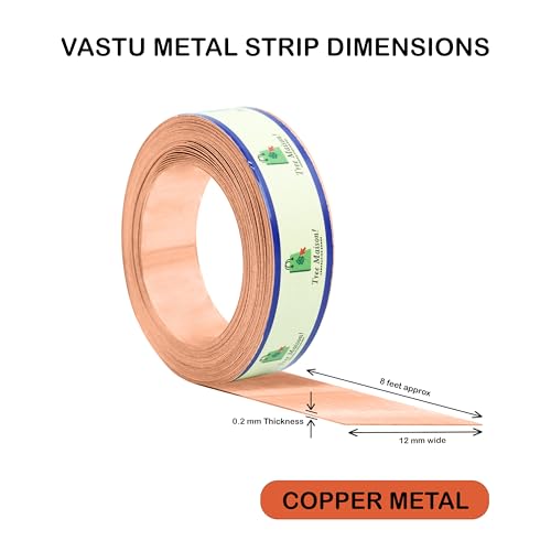 Image of Copper Strip | 0.5 INCH | Pack of 1 | Vastu Copper Strip for Toilet | Vastu Strip Remedy | Width-12mm, Thikness-0.2mm, Length-8 Feet Approx