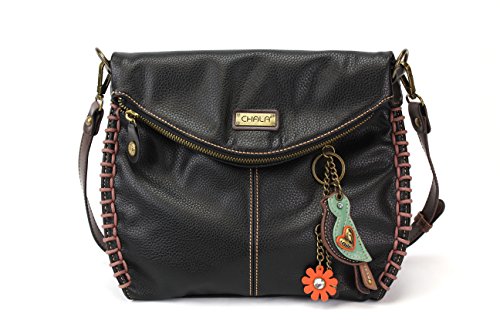 CHALA Charming Crossbody Bag Shoulder Handbag With Flap Top and Zipper Black (Teal Mini Bird)