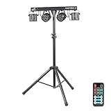 [page_title]-ETEC LED PARTYBAR 2 Scheinwerfer mit Derby inkl. Stativ und Fernbedienung