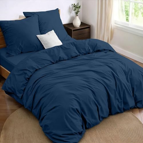 Dreamzie Parure de Lit 140x190 4 Pièces Housse de Couette 240x220 cm + Drap Housse 140x190 cm avec 2 taies d'oreillers 65x65 cm 240x220 Parure 100 Fils/cm²...