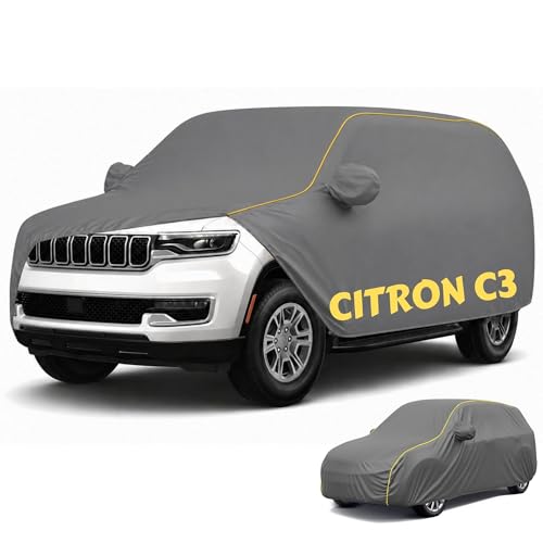 Image of Perfect Waterproof Car Cover Custom fit for Citron c3 Cover (All Models & Varrient) 2021-2026 | 6 Layers All Weather Waterproof Sun Rain UV Dust Protection Outdoor Indoor Full Car Covers - Grey