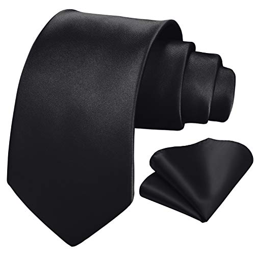 Mens Solid Black Tie Classic 3.4