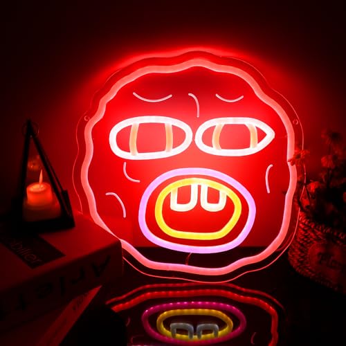 Image of Funny Neon Signs for Wall Decor, 11.8 x 11.8 Inches,Dimmable Cherry The Creator Neon Lights for Bedroom Decor, USB Power Music Bomb LED Neon Lights for Man Cave,Bar and Art Wall Decor