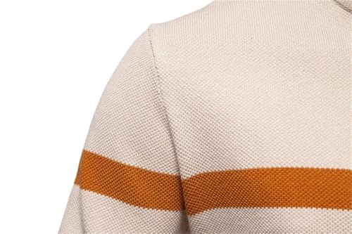 Mens Sweater Zipper Mock Neck Pullovers Men Autumn Winter Striped Warm Sweater2