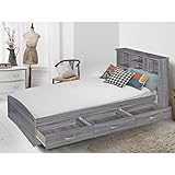 Better Home Products California Wooden Twin Captains Bed in Gray
