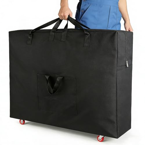 Qivine Massage Tables Bag with Wheels 28-37 Inch Portable Spa Bed Lightweight Bag Physical Therapy Table Carry Case with Durable Zipper Tear-Resistant Oxford for Folding Table Chairs