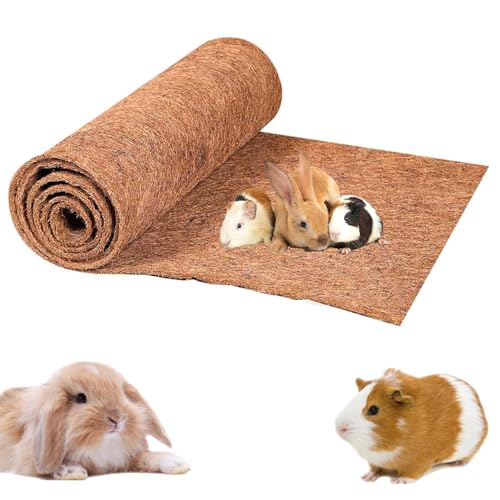 AzulLanse Alfombrilla de coco natural, 100 x 40 cm, coco 0,3 ~ 0,4 cm, alfombrilla de palma de coco, fibra de coco, jardinería, suelo de jaula para roedores, conejos, hámsters (1 unidad)