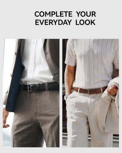 Image of CHAOREN Leather Dress Belt Men 2 Pack - 1 3 /8 inch Mens Belts for Work Business Casual Jeans