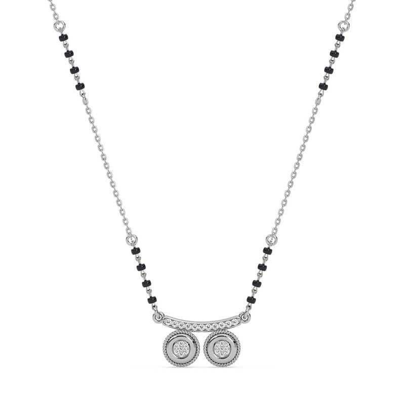 clara 925 Sterling Silver Qirat Mangalsutra Tanmaniya Pendant With Black Beads Chain | Platinum Plated, Swiss Zirconia |Gift for Wife-picture-28