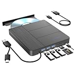 IQUQIXL 7 in 1 External Blu-ray Drive,Suppor 80G Disc R/W BD DVD CD Player,Portable Burner USB3.0 SD/TF Card Slot for PC Compatible with Windows XP/7/8/10/11 Mac Laptop Desktop