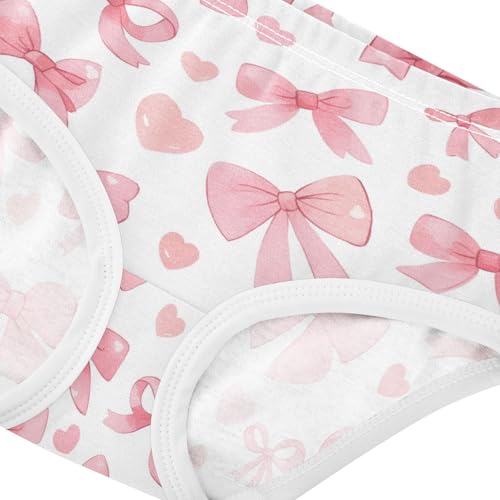 Wusikd Pink Ribbon Girls' Underwear Cotton Bows Hearts Girls Briefs Soft Toddler Underwear 2T4