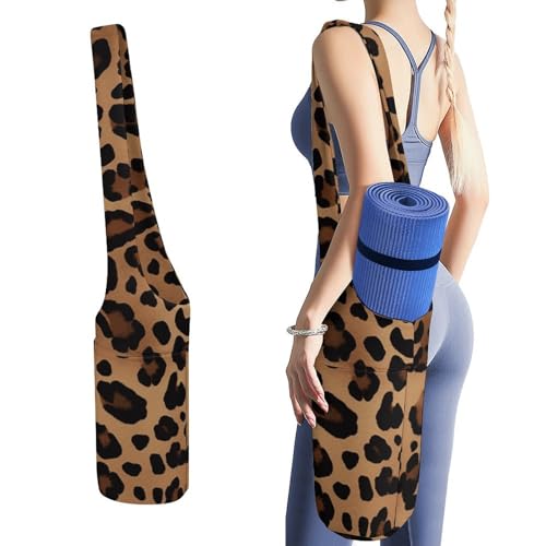 Sac de transport durable pour tapis de yoga léopard grande capacité