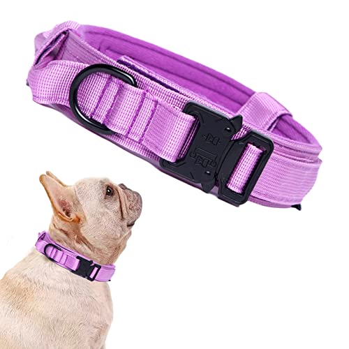 Tactical Dog Collar for Large Dogs with Control Handle,Purple,S