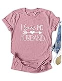 FEMLE Womens I Love My Husband T-Shirts Funny Wife Life Sweatshirts Heart Graphic Tees Hoodies