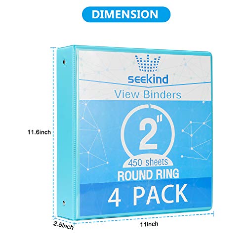 2-Inch-3-Ring-BindersSEEKIND-2-Round-Ring-View-Presentation-View-BindersHolds-Up-to-8511-PaperCustomizable-Clear-Coverfor-HomeOfficeand-School-Supply4-Pack
