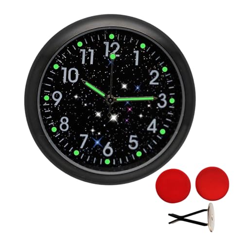 車載時計 ミニクォーツ時計 夜光 高精度 見やすい エアコン吹き出し口用クリップ式 粘着式 簡単に取り付け 小型 省スペース 車のダッシュボード用 直径4cm 鏡面研磨加工 耐久性 クリップとステッカー付き 車内装飾 交換用 多機能 自転車、車用 プレゼン