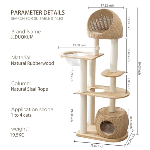 Árbol moderno de madera para gatos de interior 59 pulgadas miniatura 6
