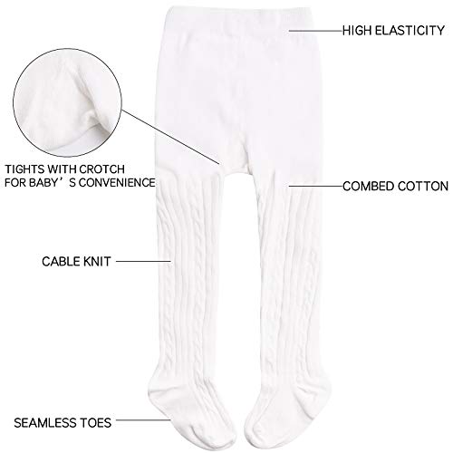 Image of Baby Toddler Girls Tights Seamless Cable Knit Cotton Leggings Pants Stockings for Infant Baby Girl