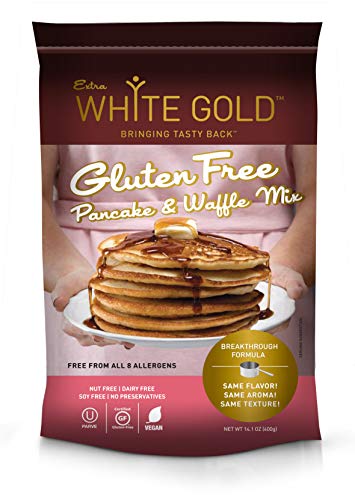 Extra White Gold Gluten Free Pancake & Waffle Mix  [Kosher] [Gluten Free] [Vegan] [Soy Free] [Nut Free] [Dairy Free]  14.1 Ounces