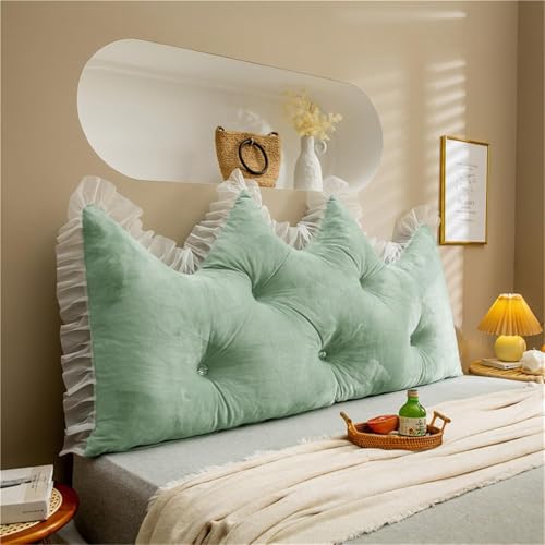 Image of Headboard Pillow PP Cotton Filler Large Bolster Pillows Backrest Support Sitting Up Reading Pillow in Bed Velvet Rest Upholstered Headboard Pads, (Green, 47 inchx47 inch)
