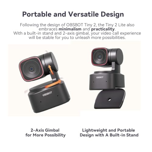 Image of OBSBOT Tiny 2 Lite 4K PTZ Webcam AI-Tracking 1 /2 inch CMOS | 1 /2 inch CMOS 48MP HDR 4K@30fps 1080p@60fps Dual-Mic NR Gesture Control 2.0 Preset Modes Streaming, Meeting, Gaming
