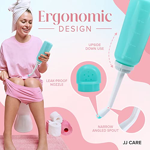 Jj Care Peri Bottle - Pack Of 2 Peri Bottles For Postpartum Care Kit, 500 Ml Peri Bottles For Feminine Hygiene, Perineal Squirt Bottle, Perry Bottle With Travel Bags & Nozzle Tips #TOP2