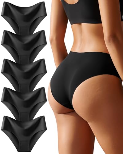 ALL OF SHE 5 Pack di Mutande Senza Cuciture Donne a Vita Media scivolamenti Morbidi Mutandine Senza Cuciture Biancheria Intima Donne Multipack XS-XL