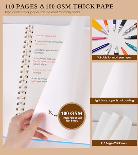 Blank Spiral Notebook Journal 8.5” x 11”, A4 Large Sketch Book for Women Men, 100 GSM Blank Paper Drawing Notebook, Plastic Hardcover Spiral Bound Sketchbook for Sketching Work School Writing, Blue