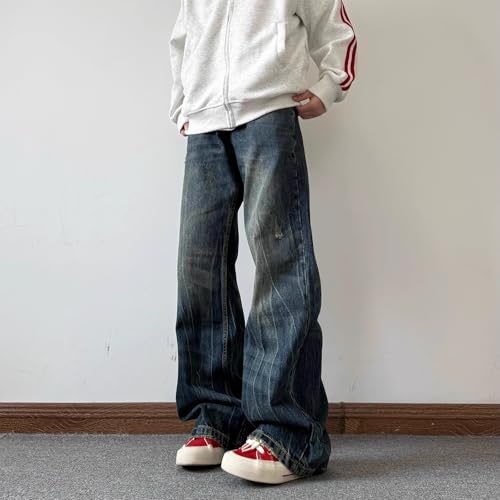 Men's Jeans Summer American Straight Denim Wide Leg Long Pants for Men2