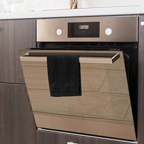 Talvania Kitchen Dish Towels Black, 100% Cotton Dish Cloths Dobby Weave, 12 Pack Soft and Absorbent Multipurpose Terry Towel Set, Hand Towel and All Kitchen Cleaning 15” X 25” Machine Washable Black - Thumbnail 5