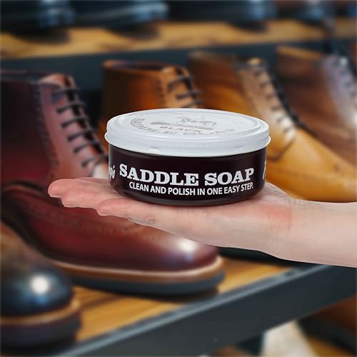 Fiebing's Saddle Soap 12oz - Black - Clean, Polish and Maintain Saddles, Shoes, Luggage, Handbags - Thoroughly Cleans & Restores Natural Preservative Leather Oils to Maintain Suppleness & Strength