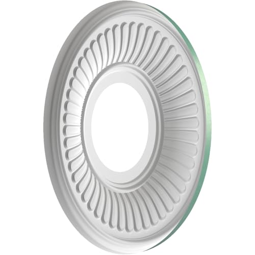 Image of Ekena Millwork CMP10BEFSM Berkshire Thermoformed PVC Ceiling Medallion (Fits Canopies up to 4 1 /2 inch), 10 inchOD x 3 1 /2 inchID x 3 /4 inchP, Universal Pearl Metallic Sea Mist