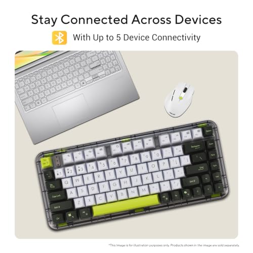 Image of ASUS Jelly75 Keyboard KD201, Wireless Mechanical Keyboard, Hot-Swappable Switches, Gasket Mount, Backlit, 5-Device Support, USB Type-C Rechargeable Battery,Compatible with Windows /MacOS, Volt Green