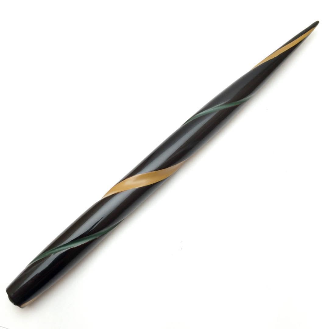 【時代物 稀少品】■手彫漆塗 ペン軸 螺旋彫■ 時代物 稀少品】□手彫漆塗 ペン軸 螺旋彫□