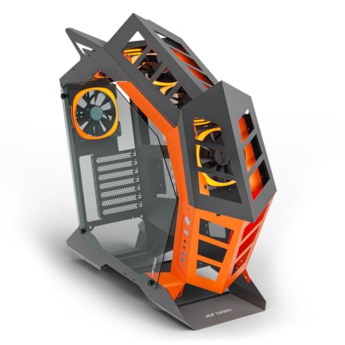 Image of Ant Esports Cypher G3 Mid-Tower ATX Computer Case /Gaming Cabinet - Black-Orange | Support ATX, Micro-ATX, Mini-ITX | Pre-Installed 5 ARGB-PWM Remote Controlled Fans