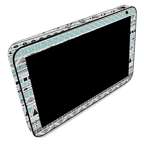 Image of MightySkins Carbon Fiber Skin Compatible with Amazon Echo Show 8 (Gen 2) - Turquoise Tribal | Protective, Durable Textured Carbon Fiber Finish | Easy to Apply