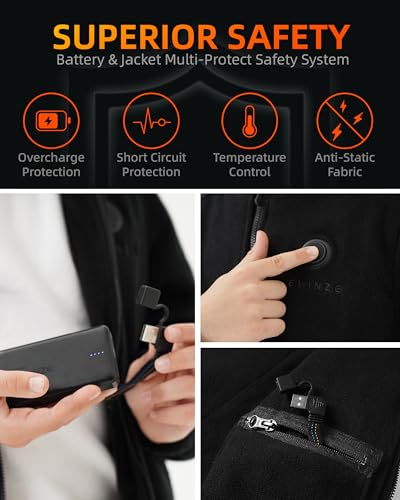 HEWINZE Girls Heated Fleece Jacket, Electric Heating Warming Jacket with 5V Battery Pack4