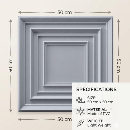 Image of Kayra Decor 3D PVC Wall Panels for Bedroom & Living Room | Accent Design | Matt Gray Color | 19.7 x 19.7 Inch | Pack of 18 | 42.48 Sq Ft