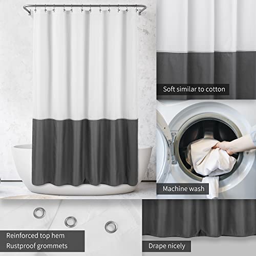 Image of ALYVIA SPRING Waterproof Fabric Shower Curtain Liner - Soft & Light-Weight Cloth Shower Liner, 3 Bottom Magnets, Hotel Quality & Machine Washable - Standard Size 72x72, White and Dark Gray