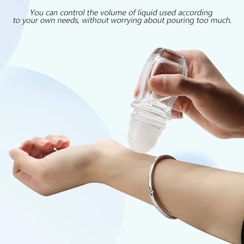 Empty Glass Roller Bottles 2 Pcs Black Clear Empty Glass Essential Oil Roller Bottles Empty Refillable Roll on Glass Bottles with Refillable Containers Tools and Accessories (30ML)4