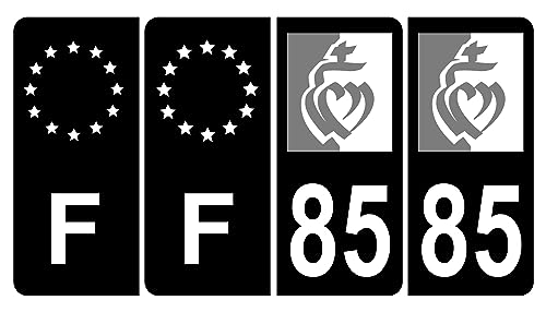 Lot De 4 Autocollants Plaque Immatriculation - Croix De Savoie Version BIS, Noir Et Couleur - 45x100 Mm - 3